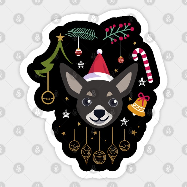 chihuahua christmas bells lights funny xmas dog lover Sticker by cuffiz